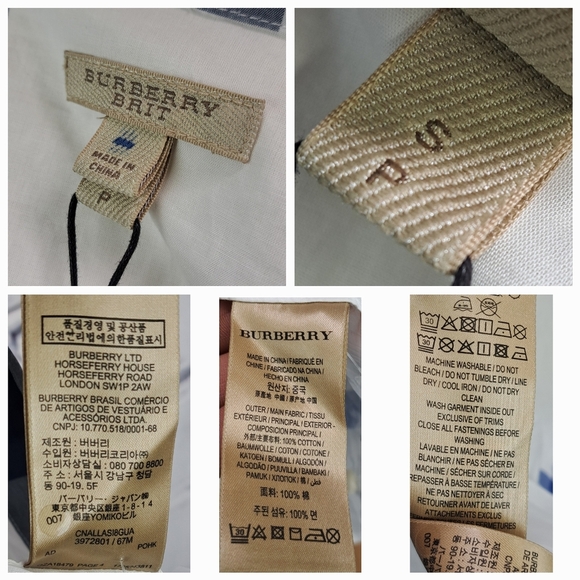 NWT Burberry Women's Button Down Shirt White Blue Check Short SleeveSummer Small - Picture 3 of 16